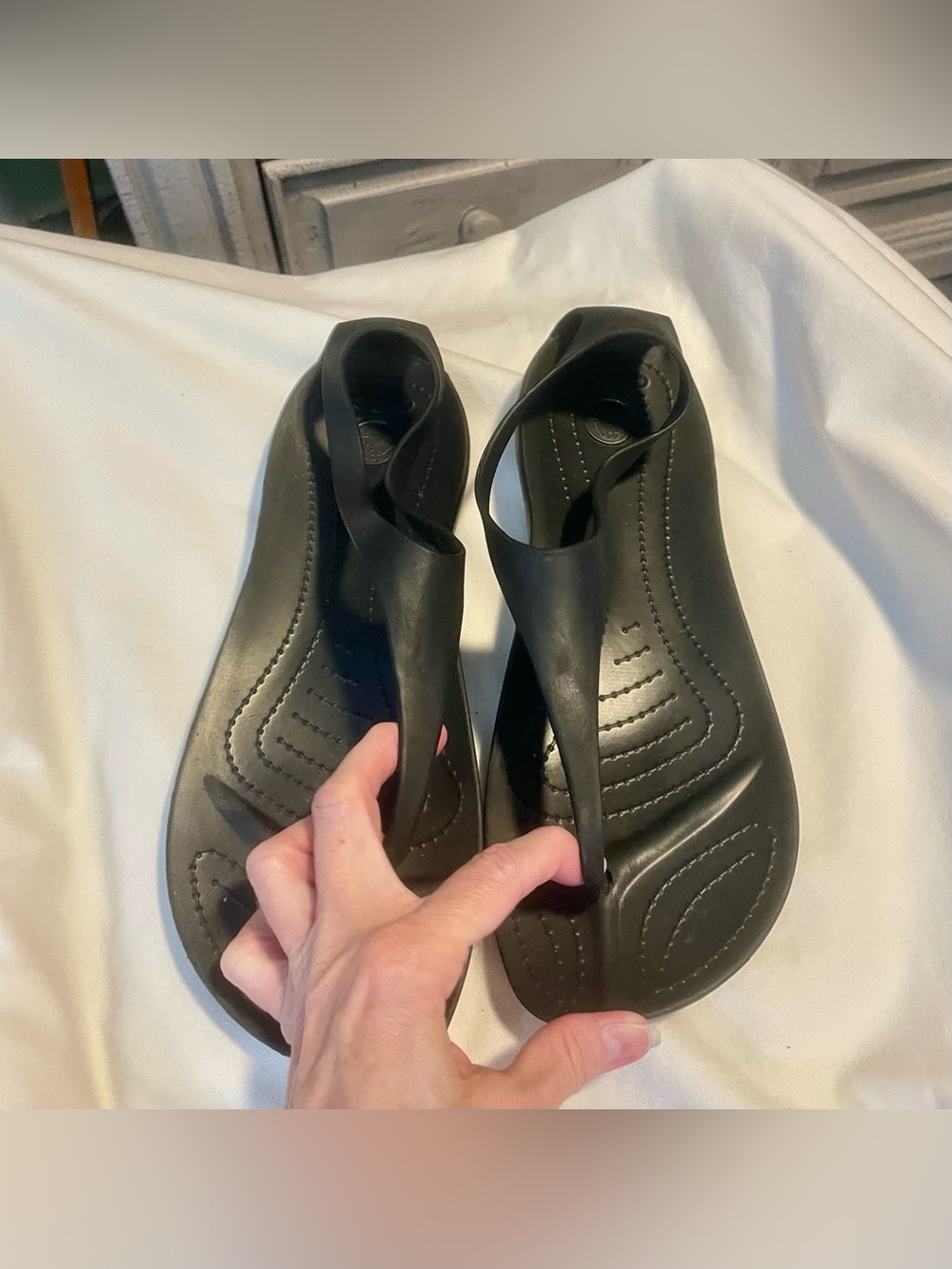 Crocs Serena Sexi FlipFlop/Sandals/Thong - Wmns Sz 10 - Black - Summer Comfort